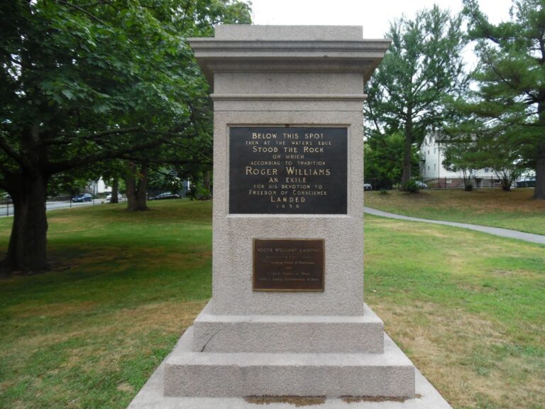 Photo showing a monument at Roger Williams Landing