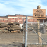 A photo showing piles of tree trunks at the The Wood Lot at Salem Street