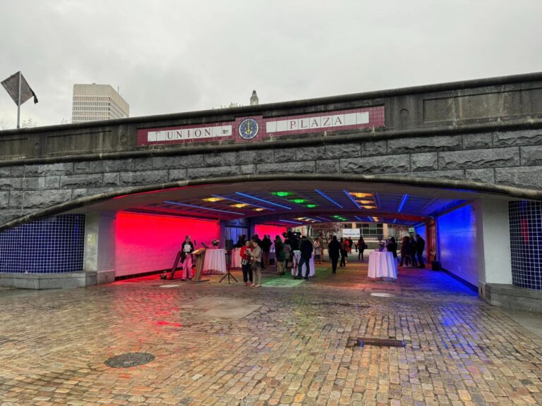 Photo showing an area under an overpass at Waterplace Park