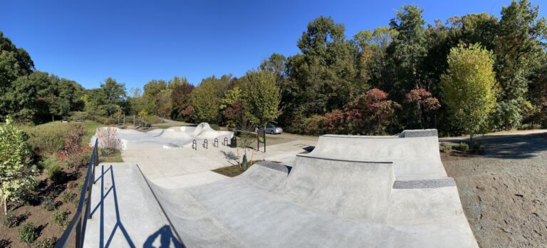 Photo showing skateboard and bike ramps at the Woony Adventure Park