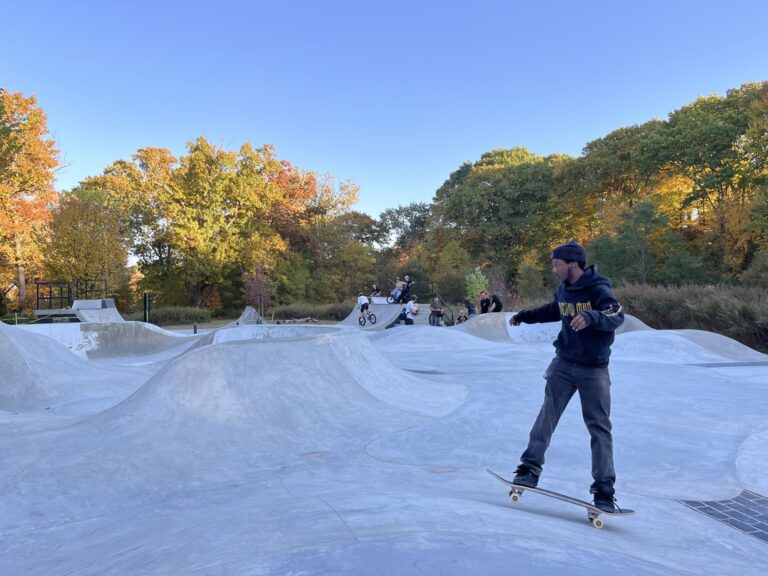 Photo of a person using a skateboard at a skatepark in providence