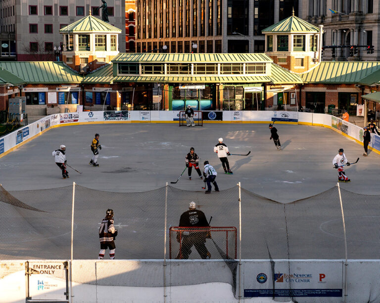 People playing Roller Hockey at the Providence RInk