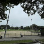 Neutaconkanut softball field from bleachers on 3rd base line