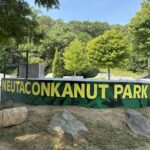 Neutaconkanut skatepark mural of park name on wall 2026