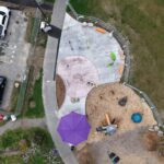 Father Lennon Park aerial photo of waterpark from construction in April 2026