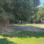 Franciscan Park walking path and grass with ample shade