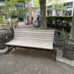 Freeman Park park bench with shade and hardscaping