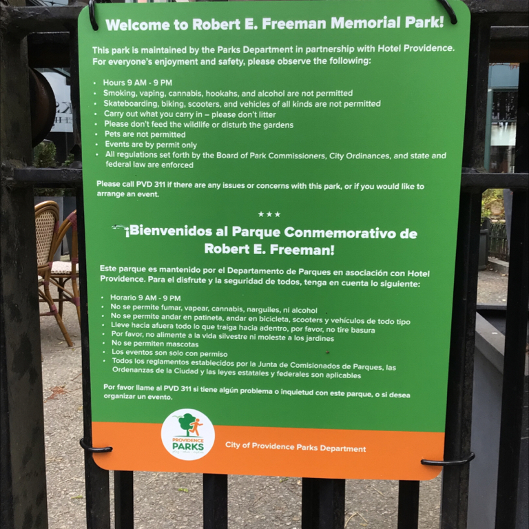 Freeman Park advisory sign