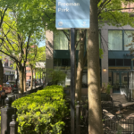Freeman Park new park entrance sign in blue colorway for Downtown parks 2026