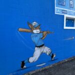 Gano Park Baseball Mascot on Press Box