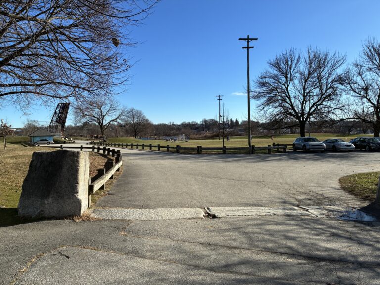 Gano Park facing Seekonk River from the parking area