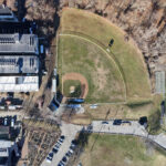 Gano Park aerial photo of ballfield 1 in December 2025 prior to construction