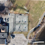 Gano Park aerial photo of basketball courts December 2025 prior to rebuild
