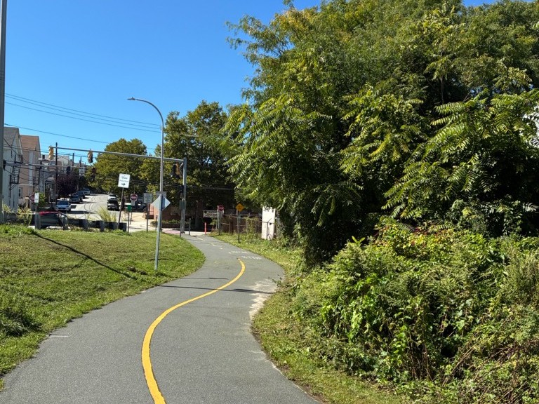 Gano Bike path reaching Trenton St at Gano St