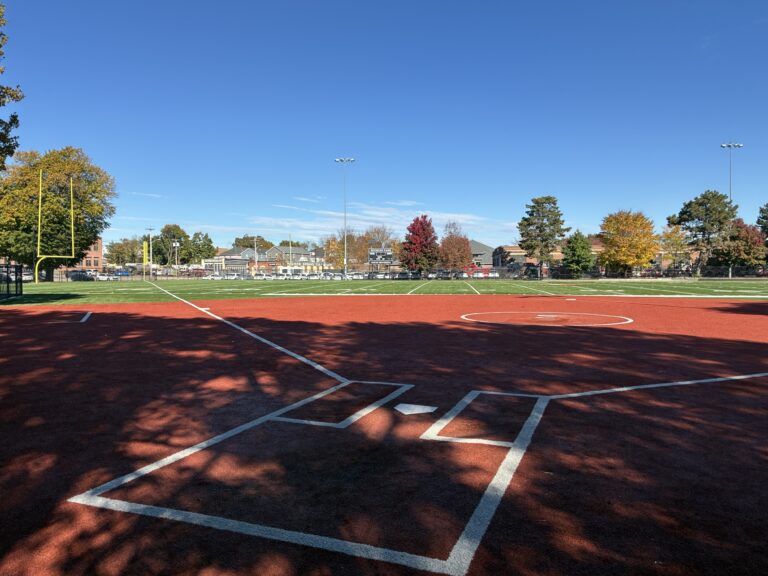 Bucklin Park behind the plate looking to scoreboard in left center field