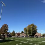 Bucklin Park field lighting and football goal post on Dexter St side