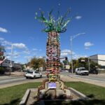 “The Storytelling AncesTree” sculptural installation at Columbus Square facing North