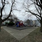 George Araujo Park Winter view of significant trees from inside the park