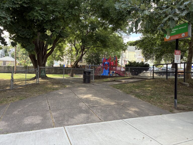 George Araujo Park entrance on Ives St requires stairs and will be redesigned for improved accessibility