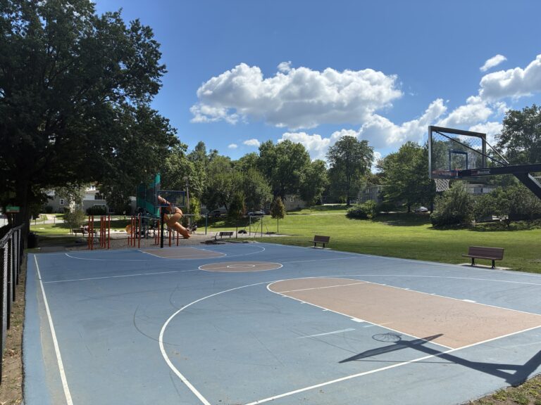 General Street Park basketball court facing the playground and open field