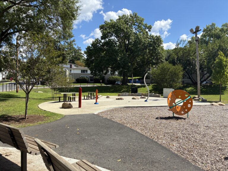 General Street Park playground climber for ages 2-5 and waterpark with picnic area