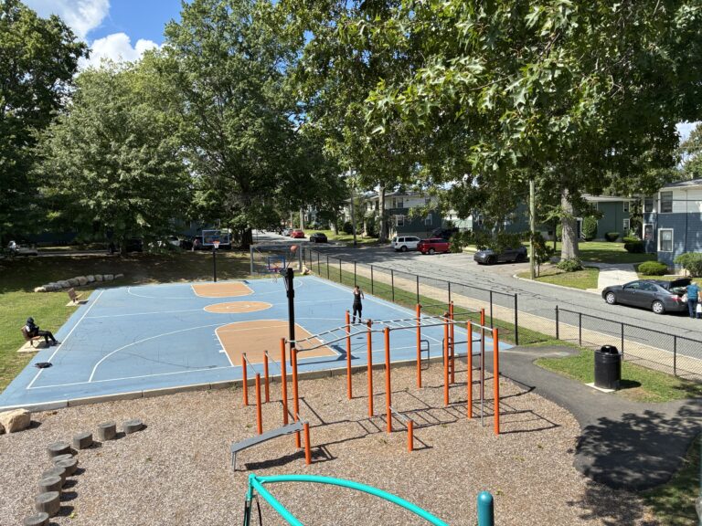 General Street Park basketball and fitness area viewed from above