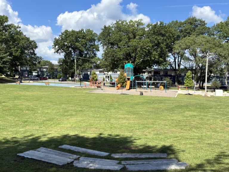 General Street Park seating area built into the shaded hillside