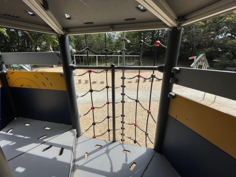 Gladys Potter Park view from inside the play tower for ages 5-12