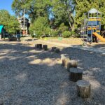 Gladys Potter Park log stump balance course is 50 ft long