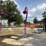 Harriet & Sayles Park waterpark with seating areas