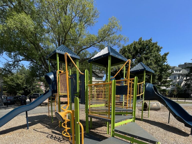 Hassett Park play structure for ages 2-12 the slides are accessible by stairs