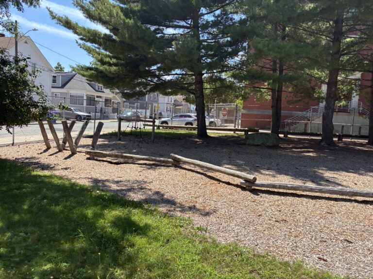 Iola French Park Veazie schoolyard playground balance beams for ages 5-12