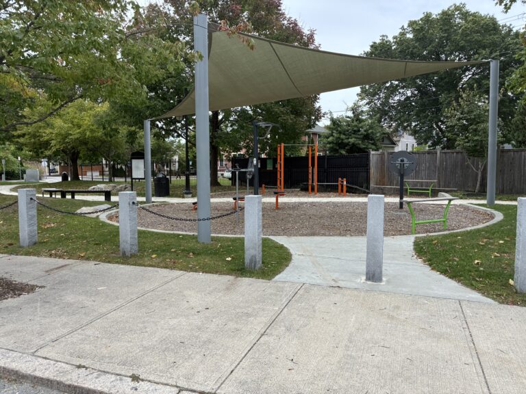 Jacqueline Clements Park southeast entrance at Fitness area