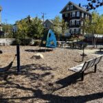 Jennifer Rivera Park south side of the park features a climber for ages 2-5, spinner, bench and picnic tables