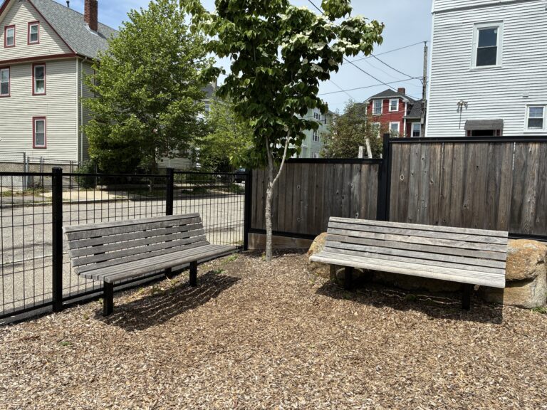 Jennifer Rivera Park conversation corner with benches