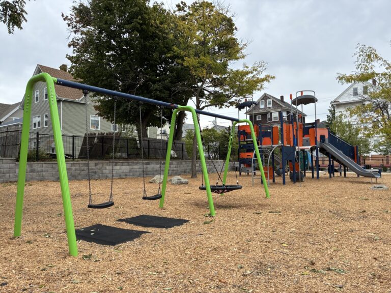 Jennifer Rivera Park playground swings for ages 5-12 including large bird's nest swing