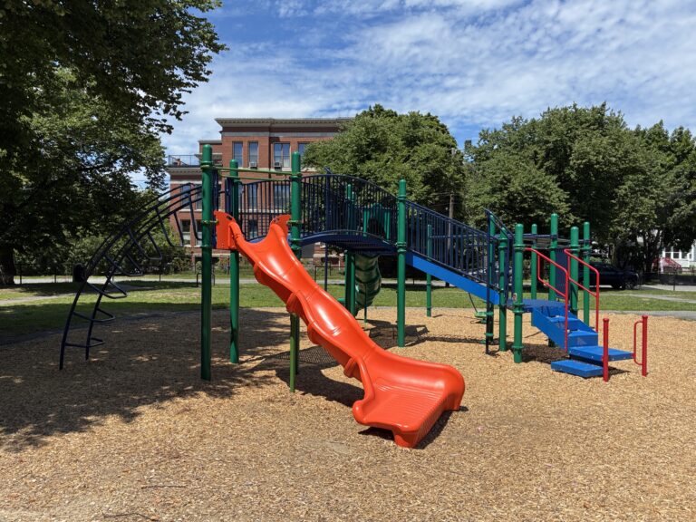 O'Brien Park play structure for ages 5-12 including new slide installed 2026