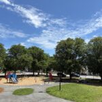 O'Brien Park view from atop one playground to the other