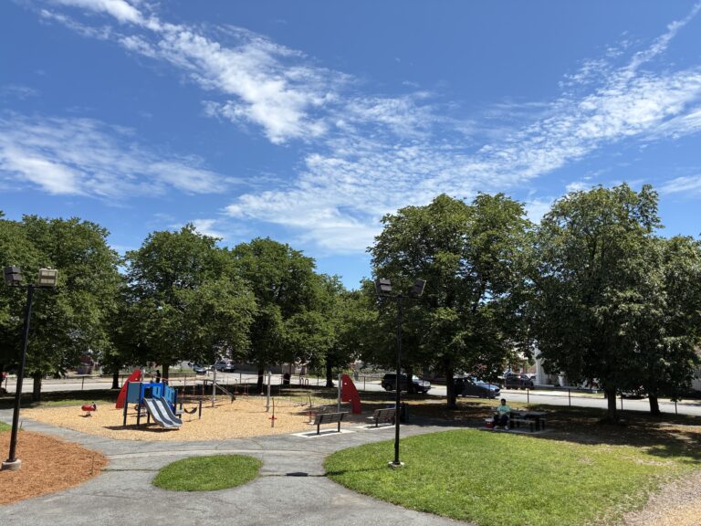 O'Brien Park view from atop one playground to the other