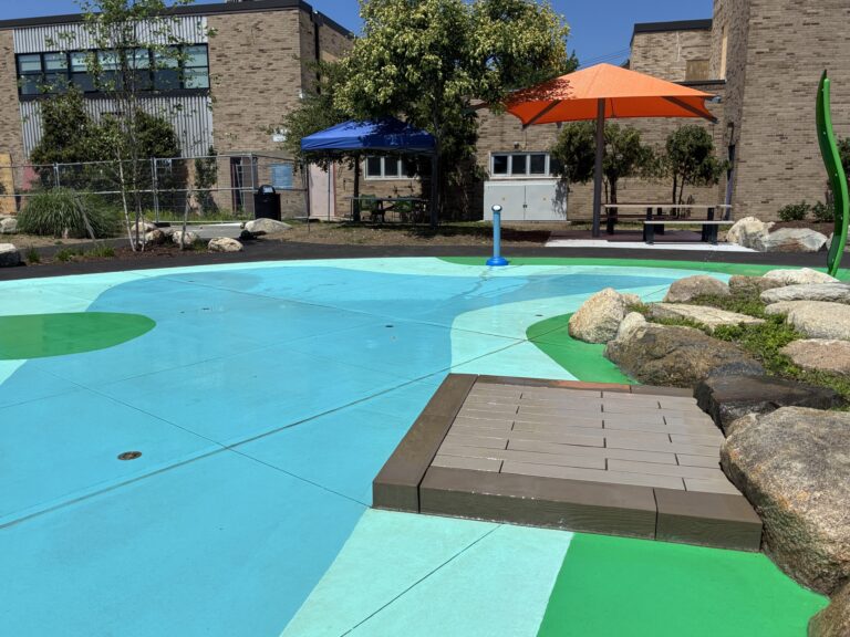 Joslin Park waterpark facing the picnic area and Recreation