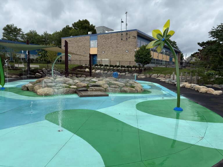 Joslin Park splashpad water features in action Summer 2026