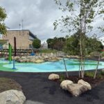 Joslin Park Splashpad facing east to Florence St
