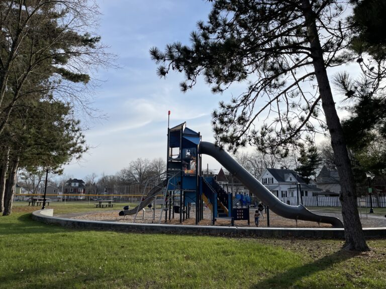 Joe Williams playground features a massive tunnel slide recommended for ages 5-12