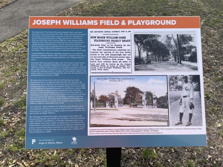 Joe Williams Field & Playground interpretive sign park history