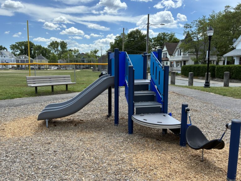 Joe Williams playground separate play structure for ages 2-5 with slide and hammock