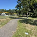 Joe Williams walking path around the outfield towards the playground