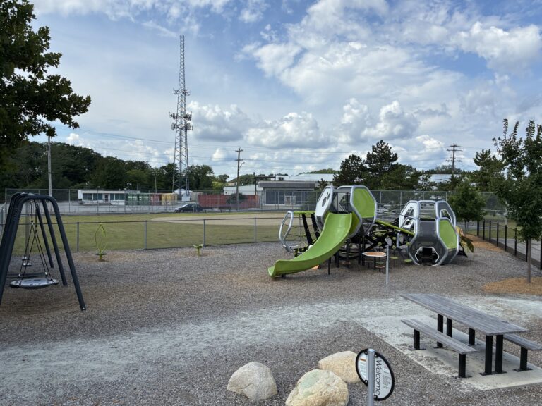 JT Owens Park features Ed Hooks Playground with a picnic area and unique play structure with slide for ages 5-12