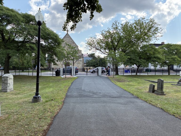 Locust Grove Cemetery Elmwood Avenue entrance - image mirrored