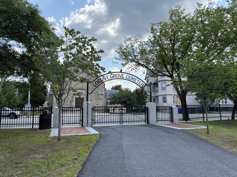Locust Grove Cemetery looking toward Elmwood Avenue at the entrance- image mirrored