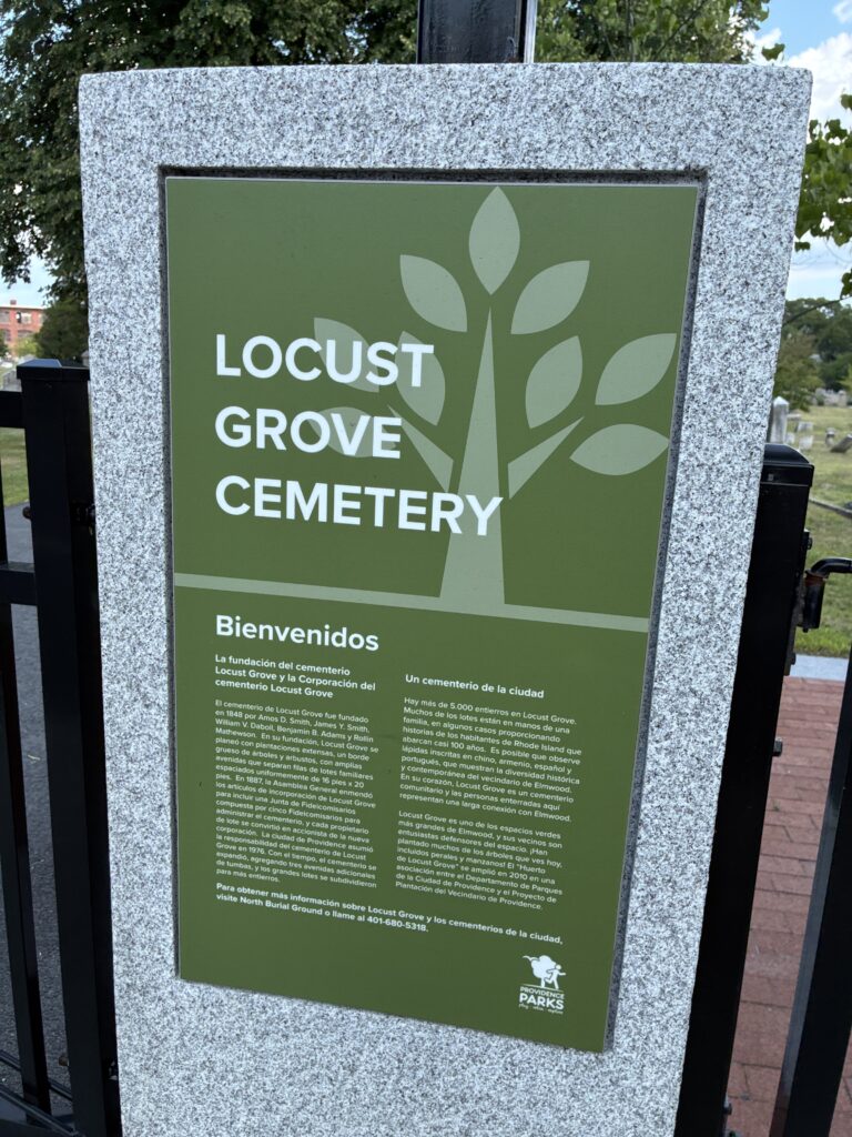 Locust Grove Cemetery letrero de bienvenidos